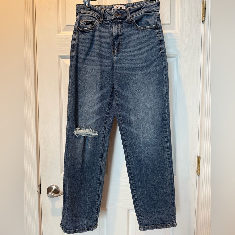 SO Women's Straight Leg Jeans - Dark Blue